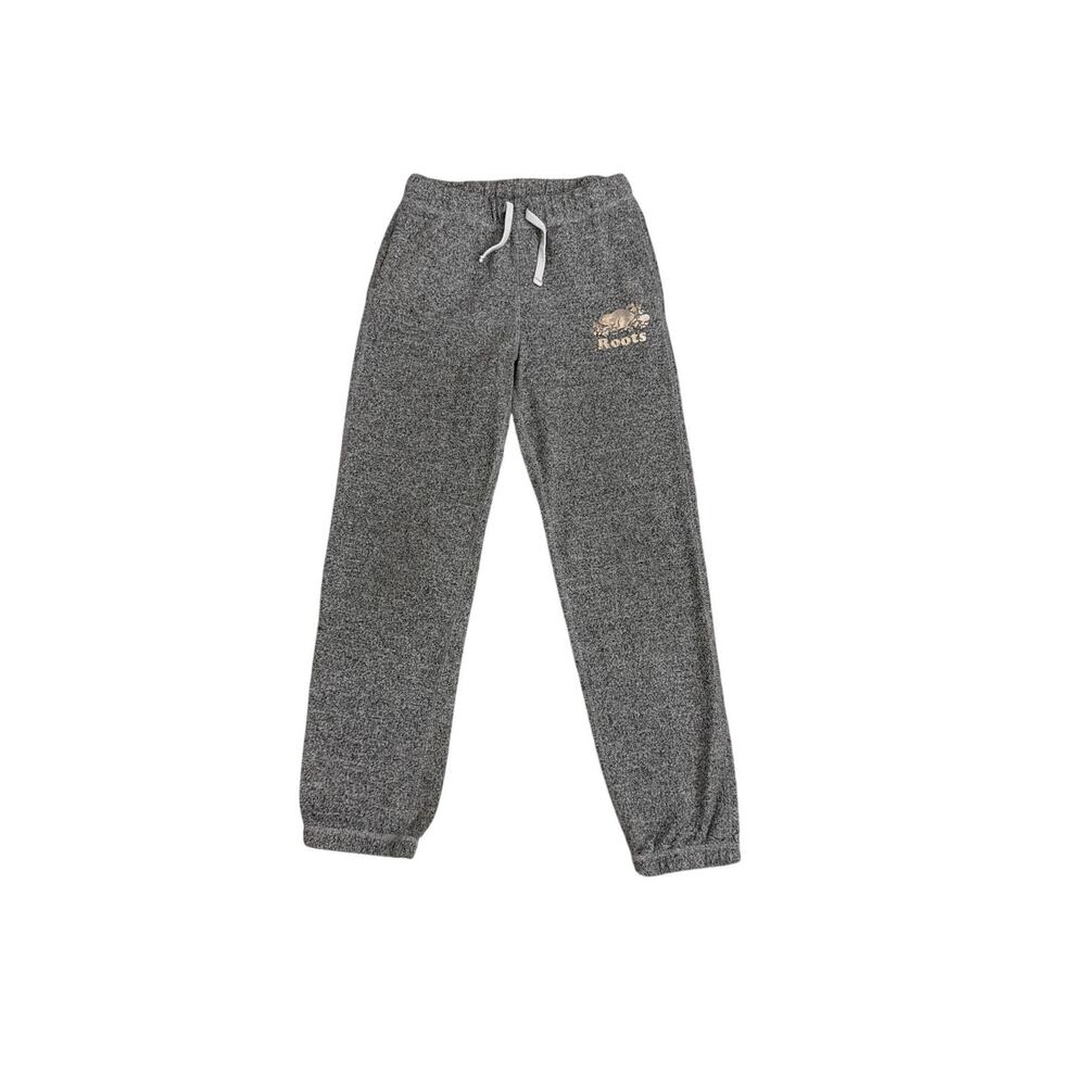 ROOTS Sweatpants Gray White Logo Athletic Casual Joggers Size Youth 12